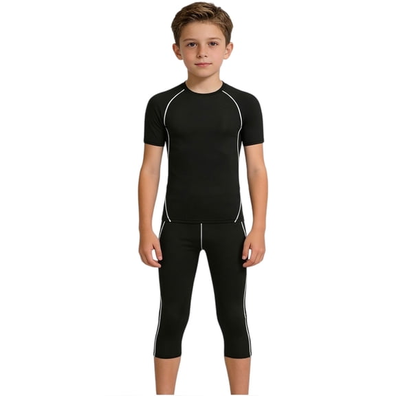 EnJoCho Boys Girls Compression Set Kids Underwear Baselayers Tops and Bottoms for Soccer Cycling Basketball More 4-13 Years