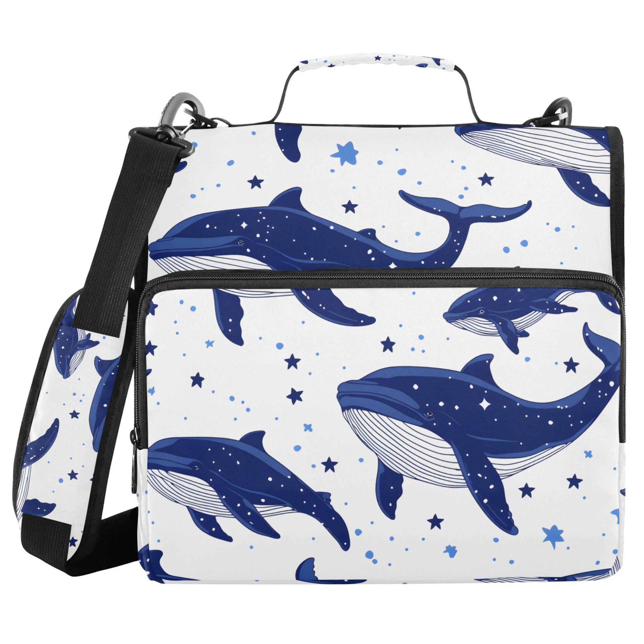 ALAZA Zipper Binder Whale Stars 3 Ring Trapper Keeper File Folder Organizer Bag