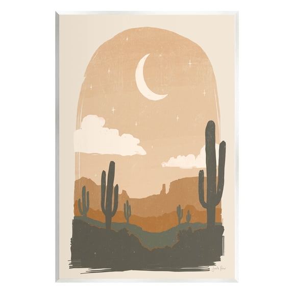 Stupell Industries Arid Desert Cactus Under Night Sky Graphic Art Unframed Art Print Wall Art, Design by Janelle Penner