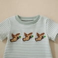 thumbnail image 6 of CAICJ98 Baby Toddler Boy Summer Clothes Mallard Duck Embroidery Stripe Short Sleeve T-Shirts Shorts Sets Infant Outfits (Light Green,18-24 Months), 6 of 7