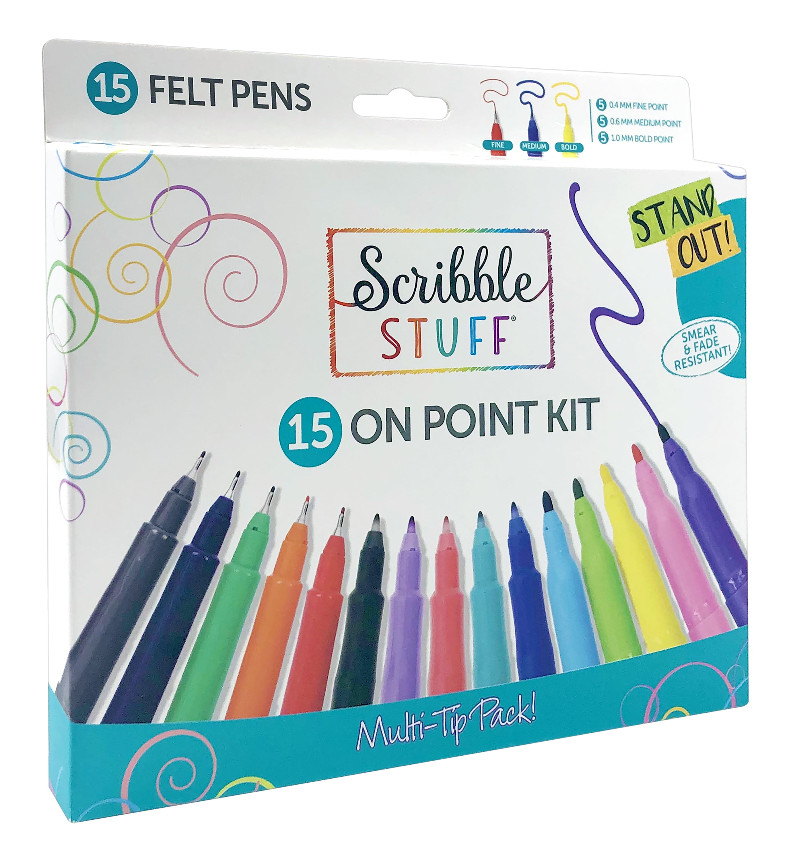 Felt Tip Pens Markers Assorted Colors by Scribble Stuff School Supplies 30  Count
