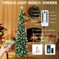 thumbnail image 4 of HMASYO 6 FT Pop Up Christmas Tree with 100 LED Lights & Remote, Green Christmas Tinsel Tree, Collapsible Artificial Pencil Tree for Home Office Party Decor, USB Powered Timer Lights, Easy Assembly, 4 of 8