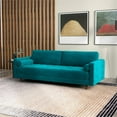 thumbnail image 4 of Allora Mid-Century Modern Cushion back Velvet Sofa in Turquoise, 4 of 7