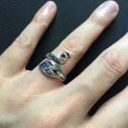 thumbnail image 5 of Anillo vintage de pavo real, anillo koi, anillo de plata 925 con fénix, gancho abierto, aguja con hilo, artefacto, 5 of 5