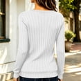 thumbnail image 6 of XRoczxe Women's V-neck long-sleeved ribbed knit top, casual solid color lightweight pullover | suitable for everyday commuting and all-day wear., 6 of 7