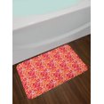 thumbnail image 2 of Hibiscus Bath Mat, Hawaiian Flora Pattern Blooming Ornamentation Grunge Petal Silhouettes, Plush Bathroom Decor Mat with Non Slip Backing, 29.5" X 17.5", Vermilion Orange Ivory, by Ambesonne, 2 of 2