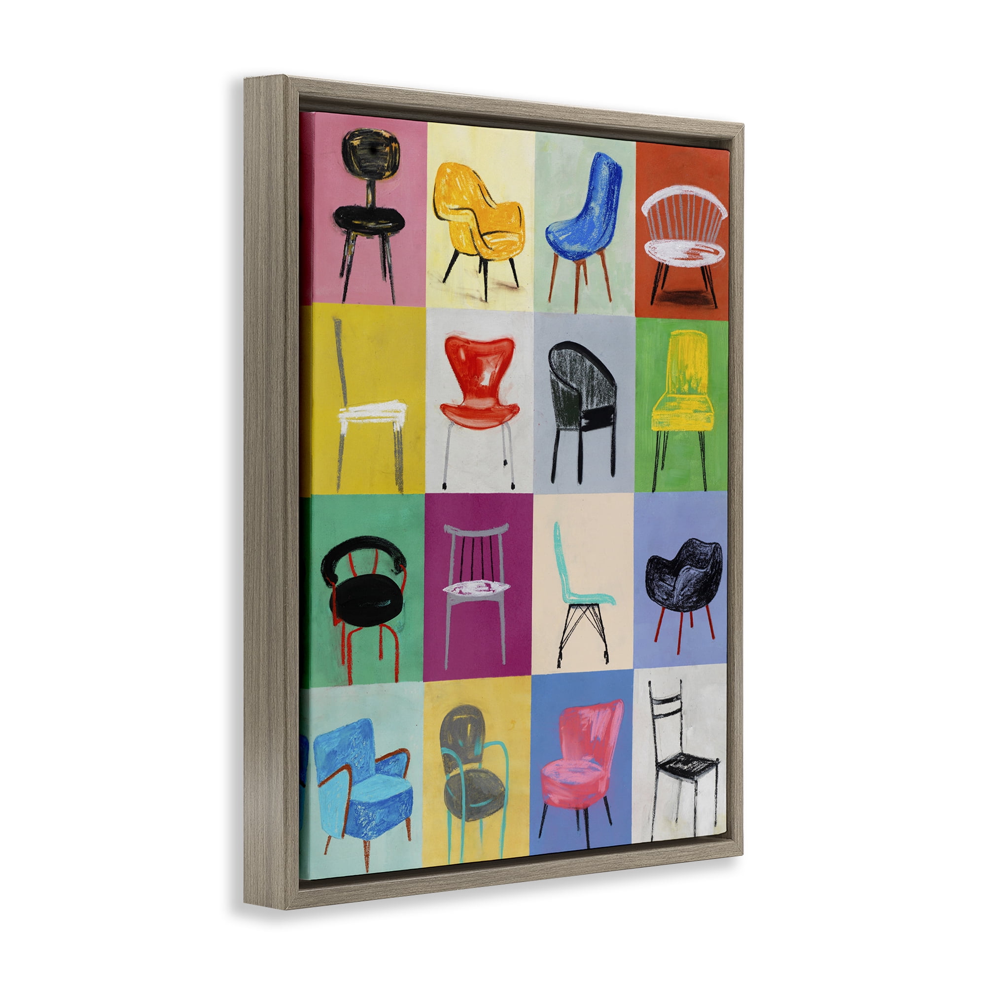 Stupell Industries Bright Modern Chairs Animals & Insects Painting Brown Floater Framed Art Print Wall Art, 17 x 21