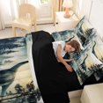 thumbnail image 4 of Feelyou Lake Long Neck Dino Bedding Comforter Set for Men Women Kids, Vintage Forest Animal King Bedding Sets, Green Gray, Black Reversible, 7 Pieces, 4 of 7