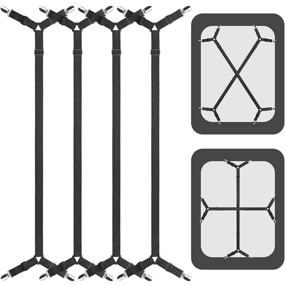 Adjustable Bed Sheet Holder Straps, NonSlip Elastic Mattress Corner