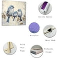 thumbnail image 2 of ZHONGYUTONG Bathroom Wall Art Bird Canvas Prints Blue Gray Birds Family Standing on Branch Painting Animal Pictures Artwork Home Decor for Bedroom (12.00" x 12.00"), 2 of 6