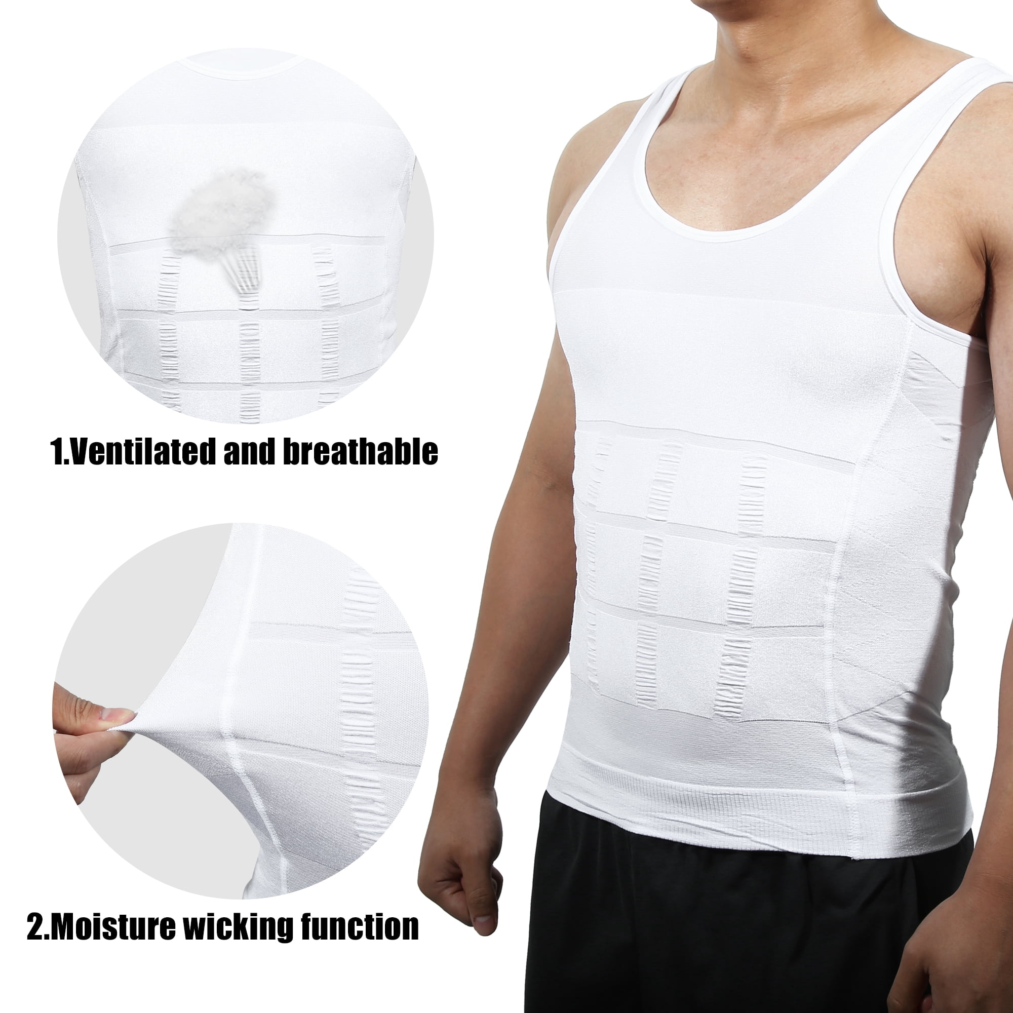 Unique Bargains Men Body Slimming Tummy Shaper Underwear Stretch Shapewear Waist Girdle XL White
