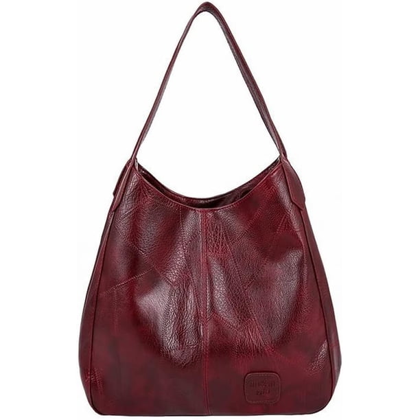 LHSHIDU Women's PU Leather Shoulder Bag for Work Travel Top Handle Handbag Purses Satchel Bag Large Capacity Commuter Bag