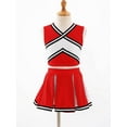 thumbnail image 3 of YEAHDOR Kids Girls Cheer Leader Dance Outfit Halloween Carnival Party Cheerleading Uniform Tank Top with Pleated Skirt Set Red 6, 3 of 7