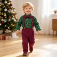 thumbnail image 2 of Toddler Boys Long Sleeve Cartoon Print T-Shirt Top with Suspenders Pants Set, Christmas Gentleman Outfit for Kids Formal Occasions, 2 of 5