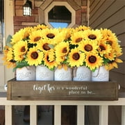 Mocoosy 4 Bunches Artificial Sunflower Bouquets, Fake Sunflowers with Stems, Silk Wildflowers Realistic Yellow Faux Sun Flowers for Wedding Decorations Fall Floral Arrangements Home Table Decor