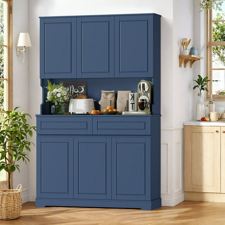 Homfa Pantry Cabinet 73.8 inches Tall with 6 Doors, 2 Drawers, Adjustable Shelf for Kitchen Storage in Deep Blue - Walmart.com Homfa Pantry Cabinet 73.8 inches Tall with 6 Doors, 2 Drawers, Adjustable Shelf for Kitchen Storage in Deep Blue - Walmart.com