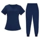 thumbnail image 2 of Conjunto de traje médico para mujer, ropa de trabajo lavable a máquina, suave, con bolsillos, uniforme para enfermería, pantalones para correr, 2 of 8