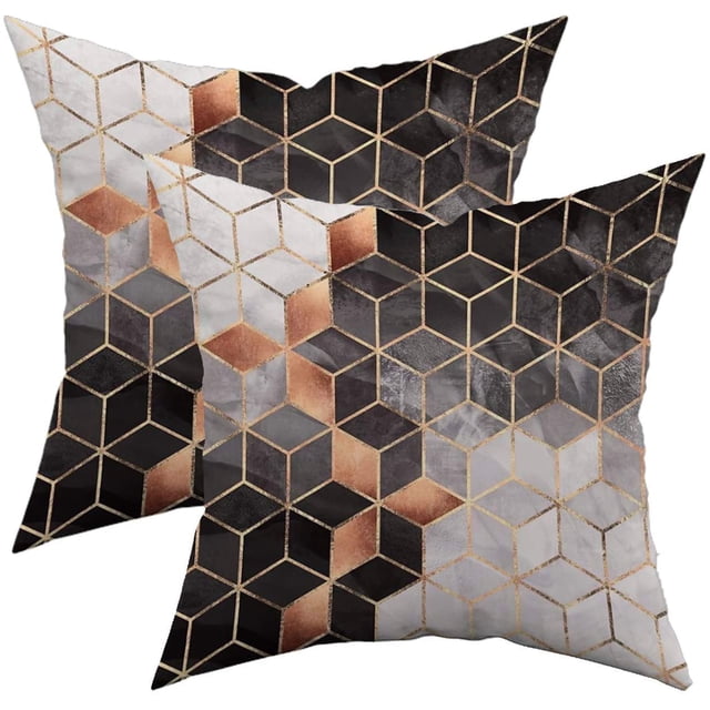 Juego de 2, fundas de almohada decorativas para el hogar, con estampado geométrico colorido, acogedoras y suaves, fundas de cojín para sofá, cama, sofá, granja, manual, 18 x 18 pulgadas, solo funda,