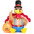 thumbnail image 2 of Costway 6FT Thanksgiving Inflatable Turkey with Pumpkin Fall Harvest Decor W/Lights, 2 of 8
