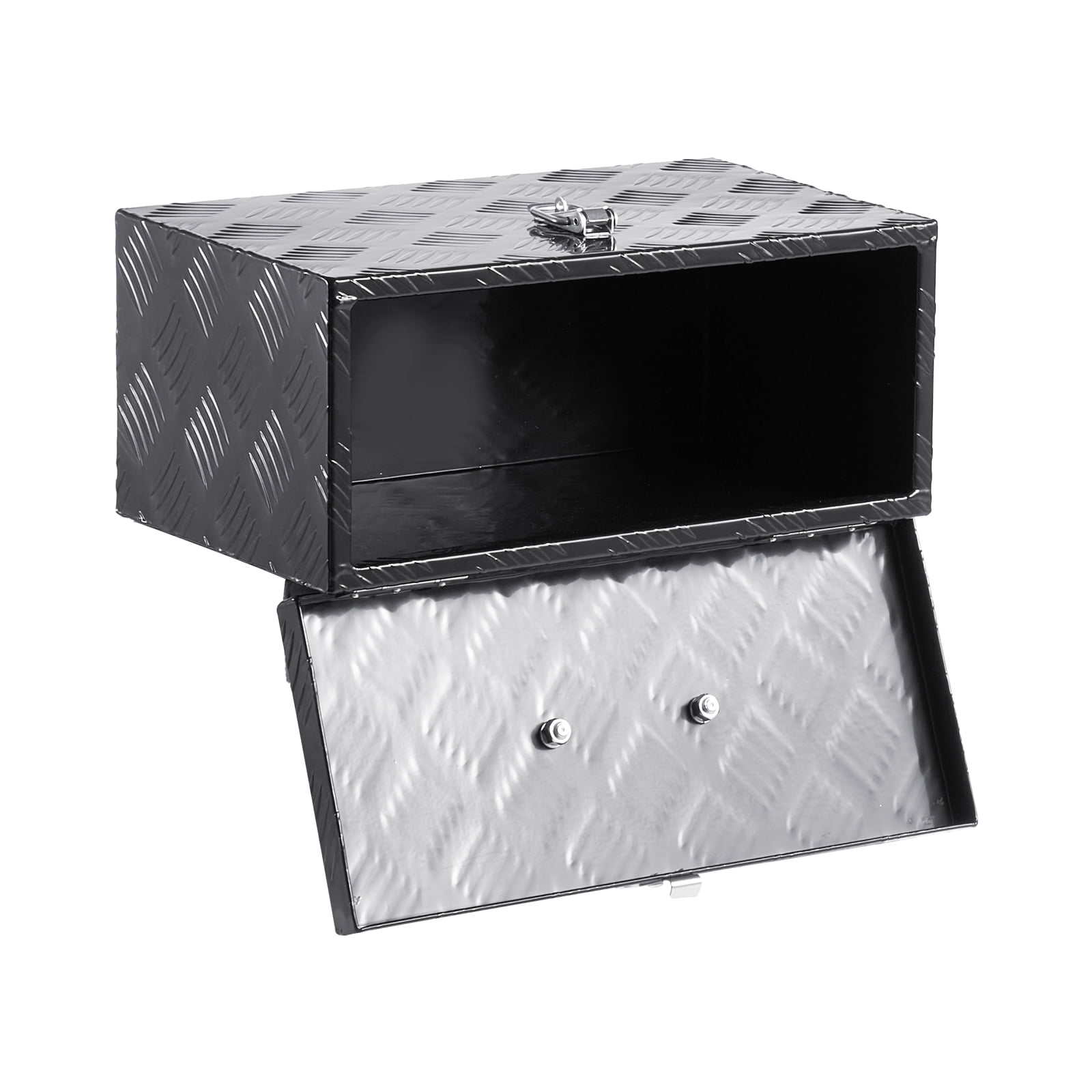 VEVOR Heavy Duty Aluminum Truck Bed Tool Box, Stripes Plated Tool Box with Side Handle and Top Handle, Storage Toolbox Chest Organizer for Trailer, Pickup, Truck Bed, RV, 16"x7.5"x10", Black
