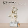 thumbnail image 2 of Soonbuy 75'' Tall Cat Tree with Litter Box Enclosure, 2-in-1 Modern Cat Tower with Condos & Sisal Scratching Posts, Basket and Soft Plush Perch, Wooden Kitty Litter Box Furniture, White & Gray, 2 of 7