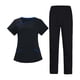 thumbnail image 2 of Conjunto de uniforme de enfermera para mujer, ropa de trabajo cómoda para trabajadores del sector sanitario. M Negro, 2 of 9