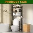 thumbnail image 3 of 3-Tier Over The Toilet Storage, Space Saver Metal Bathroom Shelves, Freestanding Above Over Toilet Storage Shelf with 4 Hooks for Bathroom, Black, 3 of 5
