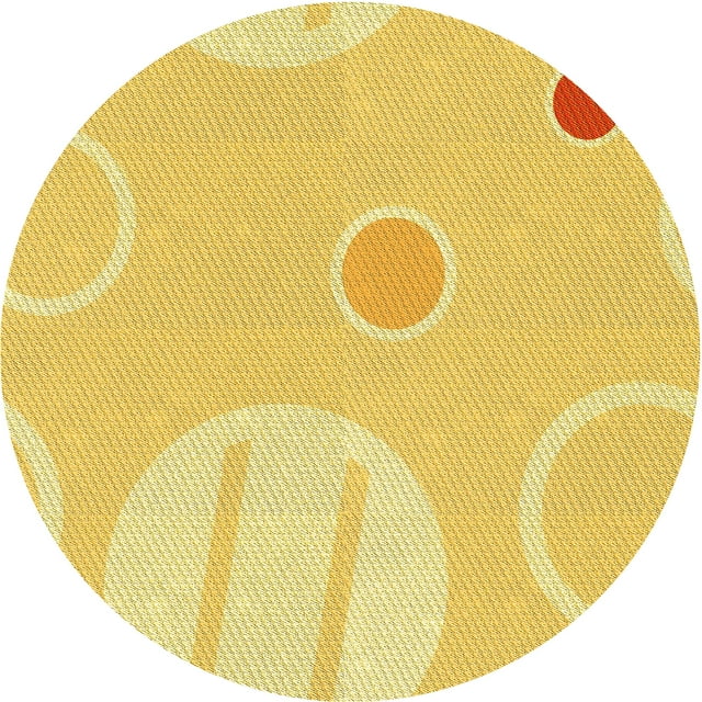 Ahgly Company Tapis Rond Lavable en Machine Intérieur Transitionnel Jaune Audacieux, 8 Pieds Rond