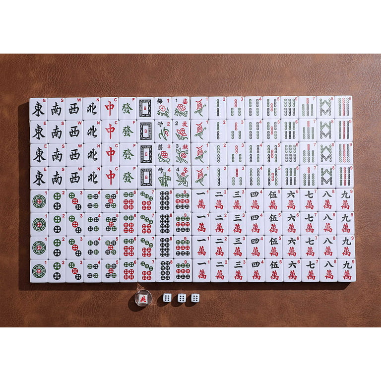 Professional Chinese Mahjong Game Set 146 Numbered Melamine Large Size Tiles  (Green) with Carrying Travel Case, English Instraction, Complete Mahjong Set  (Majiang, Mah-Jongg, Maj Jongg, Ma Jong) 