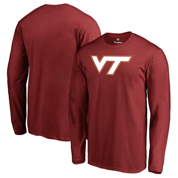 Men's Maroon Virginia Tech Hokies Primary Team Logo Long Sleeve T-Shirt