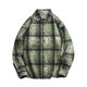 thumbnail image 2 of Blusa y camisa de manga larga con cuello vuelto para hombre, estilo informal, a cuadros, con bolsillos y botones, de licra, 2 of 8