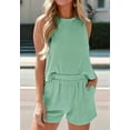 thumbnail image 6 of Women'S Summer 2 Piece Outfits Shorts Sets Matching Set Loungewear with Pockets Green S, 6 of 9