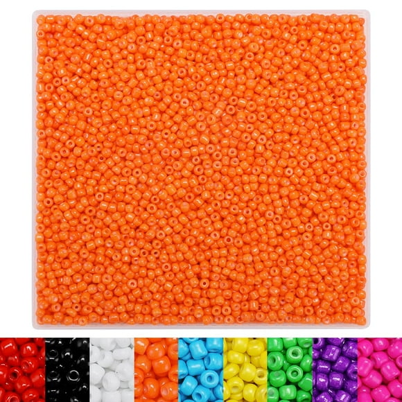 IOOLEEM Orange Seed Beads, 4000+pcs 3mm Glass Seed Beads, Seed Beads for Jewelry Making, Glass Beads for Jewelry Making, Seed Beads for Bracelets, Beads for Bracelets Making.