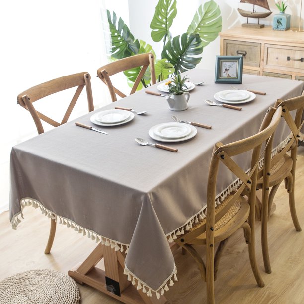 Enova Home 54" x 78" High Quality Rectangle Cotton and Linen Tablecloth
