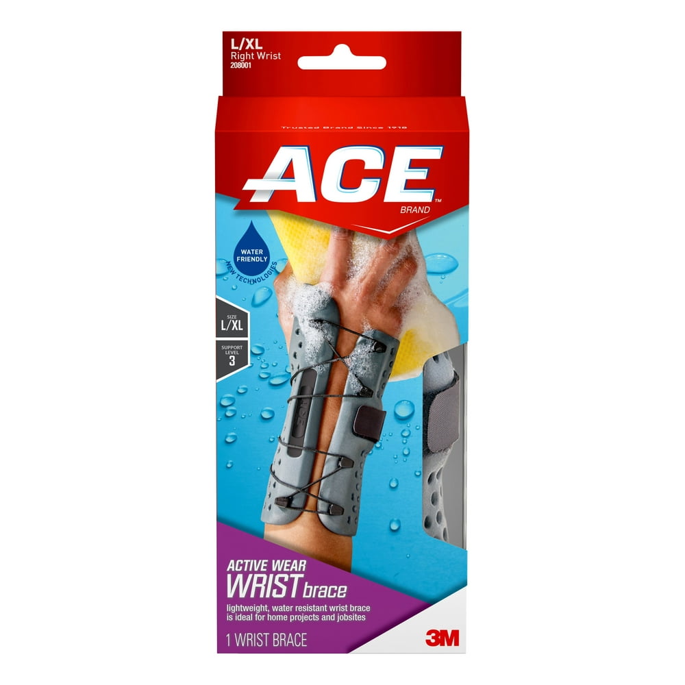 ACE Brand Active Wear Wrist Brace, Right Hand, Large/XLarge Walmart