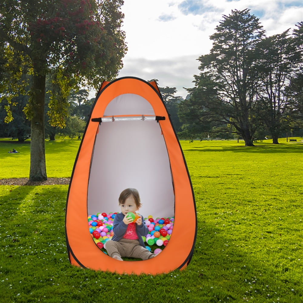 74.8" Height Portable Pop-up Toilet Shower Tent for 1-2 People, Changing Room Dressing Tent Camping Shelter with Steel Wire Construction and Large Zipper Door for Outdoor, Orange