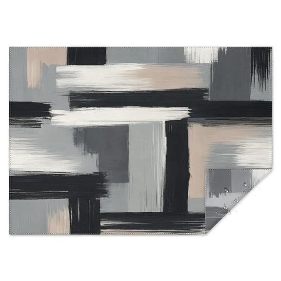 Black and Grey Abstract Art Artwork Rectangle Tablecloth 60"x84",Waterproof Polyester Rectangle Table Cloth, Wipeable Spillproof Polyester Tablecloth for Dining, Camping, Indoor and Outdoor