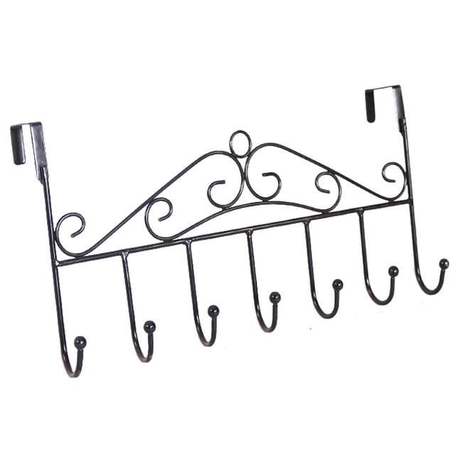 Colgador de puerta de baño de 7 ganchos, organizador de pared de hierro forjado para toallas, abrigos, sombreros, adhesivo resistente, no necesita instalación para puerta de dormitorio o cocina