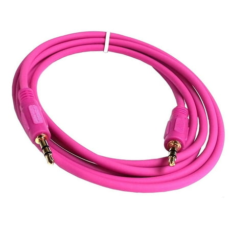 3.5mm Plug Male to Male Stereo Auxiliary Aux Cord Cable (10ft) - Hot Pink