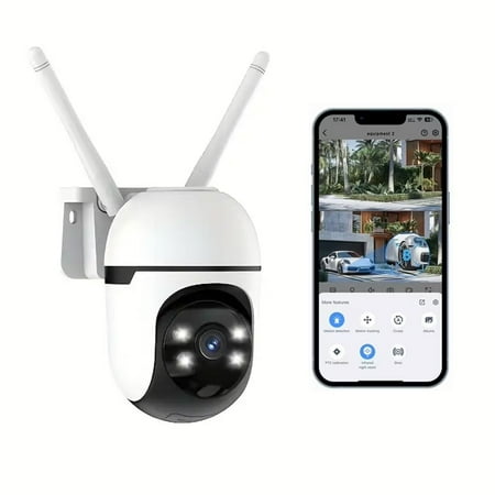 3MP Wireless Waterproof Outdoor Security Camera, 2.4G&5G WiFi, Night Vision, Human Detection, PTZ, 2-Way Audio, IP65, Cloud Storage