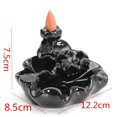 thumbnail image 2 of Black Ceramic Incense Burner Holder Feng Shui Buddhist Censer, 2 of 5