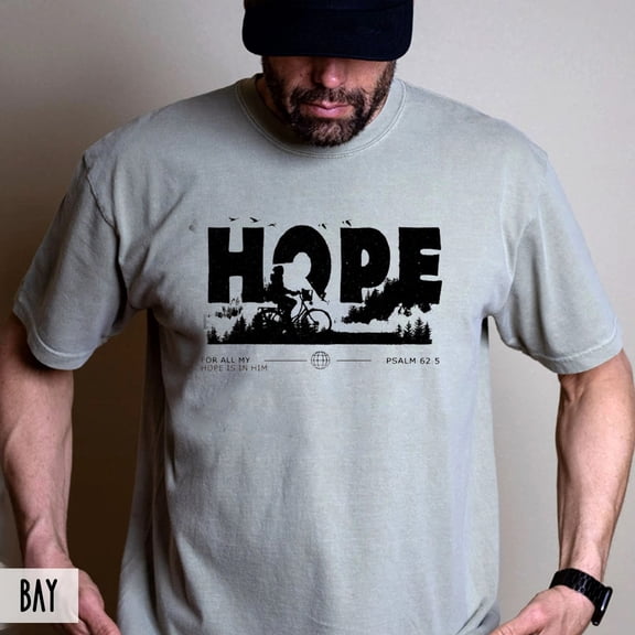Unisex HOPE T-Shirt Inspiring with Bicycle Graphic & Faith-Based Bible Verse