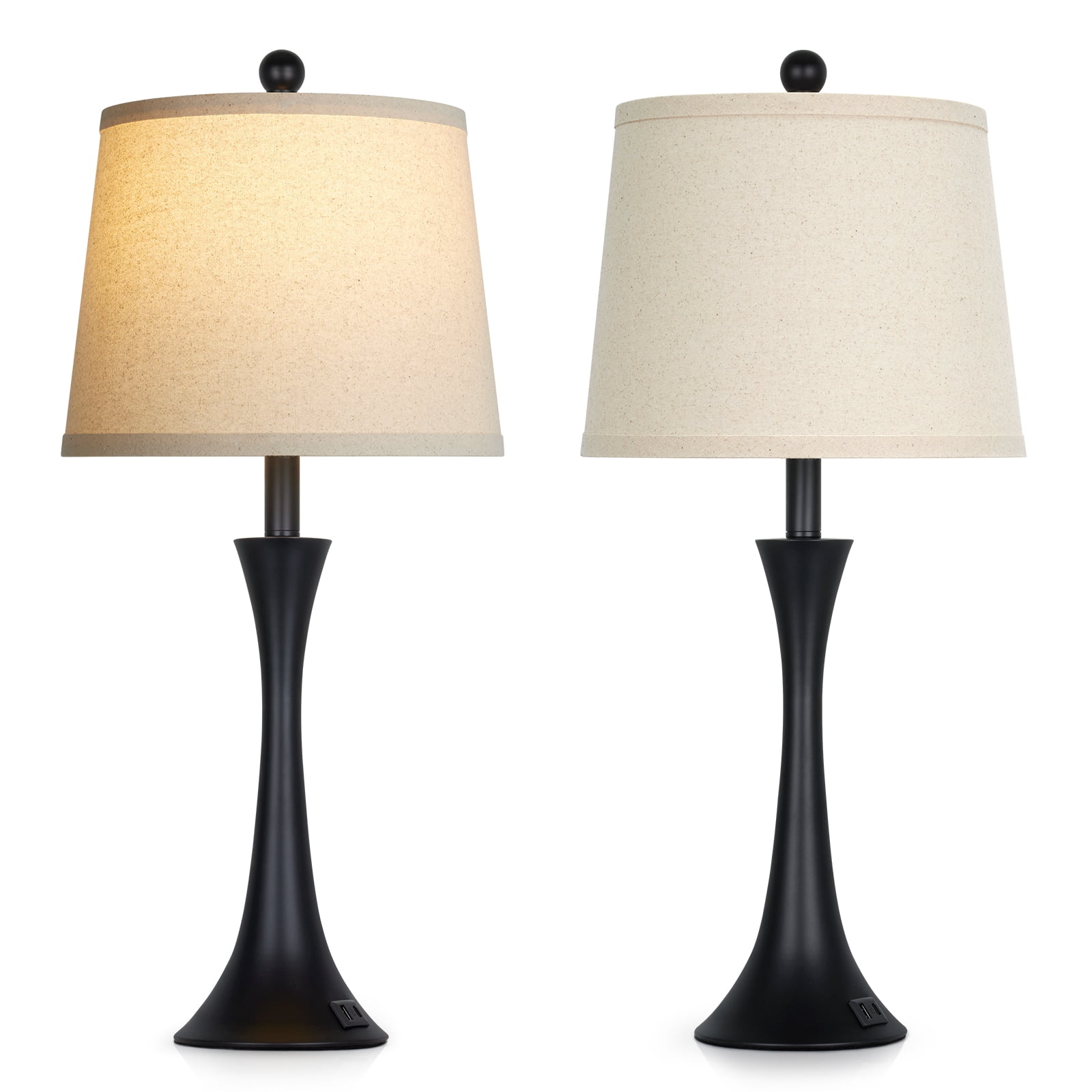 Cinkeda Table Lamp Set of 2,Farmhouse Bedside Classic Metal Table Lamp for Living Room Bedroom,LED Bulbs Included