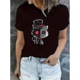 thumbnail image 1 of Casual Magic Cat Pattern Women's Fashion Trendy Round Neck Short Sleeve T-Shirt, Simple Leisure Sports Top, Comfortable Summer Top for Women, 1 of 6