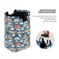 thumbnail image 3 of Yayeee Freestanding Laundry Hamper with Handle Collapsible Large Storage Basket for Clothes, Blue Cute Train Pattern, 3 of 7
