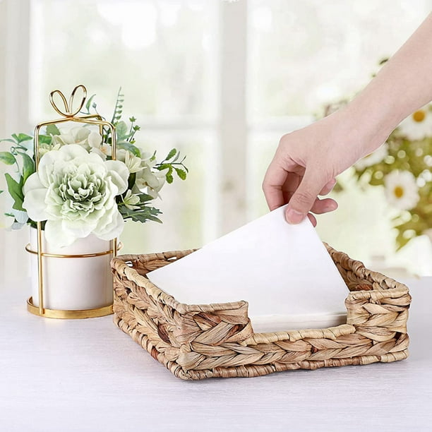 6PCS Bathroom Disposable Guest Towel Holder Long Seagrass Woven Rattan Wicker Table Hand Guest Towel Basket Tray L Walmart