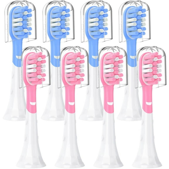8 Pack Kids Toothbrush Heads for Philips HX6032, HX6034,HX6064/94,HX6320,HX6340,HX6321,HX6330,HX6331, Electric Toothbrush Replacement Heads for 3-7 Years Old Kids Blue & Pink