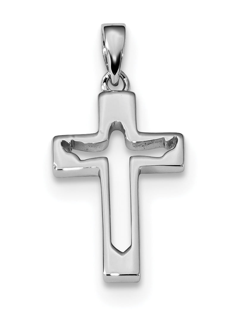 Sterling Silver Themed Jewelry Pendants & Charms Solid 13 mm 21.8 mm Jesus Cut-out Cross Pendant