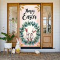 thumbnail image 3 of Pastel Color Easter Banner Floral Wreath Design Rabbit Backdrop Rabbit Pattern Spring Themed Easter Background for Easter Party Spring Celebration Indoor Decoration, 3 of 9