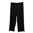 thumbnail image 3 of HVOBTTY Women's Cropped Pajama Pants, Pajama Pants for Women, Women's Casual Solid Color Lightweight High Waist 3/4 Length Pajama Pants with Pockets Black, M, 3 of 5